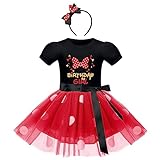 FYMNSI Baby Mädchen Kleinkind Kinder Geburtstag Party Outfit Baumwolle Kurzarm Polka Dots Tutu Kleid + Stirnband Set für 1-6 Jahre, rot, 6 J