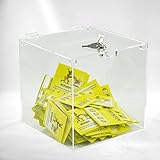 Hansen Losbox abschließbar/Einwurfbox/Spendenbox/Sammelbox/Aktionsbox aus Acryl/Acrylglas (Plexiglas) mit Schloss 300x300x300