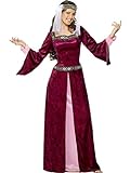 Smiffys, Damen Maid Marion Kostüm, Kleid und Kopfbedeckung, Größe: 44-46, 30816L, Burgundy