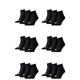 PUMA 18 Paar Unisex Quarter Socken Sneaker Gr. 35-49 für Damen Herren Füßlinge, Farbe:200 - black, Socken & Strümpfe:43-46