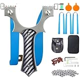 SIXCOLORS Zwille Steinschleuder Profi Jagd, Schleuder Zwille für Erwachsene, Leistungsstarkes und Modisches Schleuderset, Hunting Slingshot Katapult Set mit 3 Blau Schleuderleinen 100 Tonkug