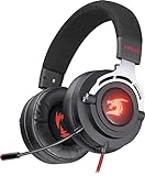 Defender Aspis Pro Gaming Headset, 7.1 Surround Sound, Over-Ear-Kopfhörer für PC und Konsolen (PS4, Xbox) mit Kabel, abnehmbarem Noise-Cancelling-Mikrofon, LED-Licht, Schw