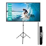 CCLIFE Klappbar Beamer Leinwand mit Stativ Inklusiv Montagematerial 80/90 / 100 Zoll Projektionsleinwand Rolloleinwand heimkino Mob