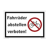 Kleberio® Parken verboten Schild - Fahrräder abstellen verboten! - 30 x 20 cm Fahrrad Schilder einfahrt freihalten Schilder Privatparkplatz Schild Verbotsschilder Fahrrad Aufhängung