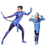 HAOYUNLAI Avatar Kostüm Kinder Erwachsene Halloween Karneval Cosplay Party Kostüm Outfits Jumpsuit Overall Verkleidung Faschingskostüm (Mädchen, 160)