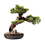 FUYAO Künstliche Bonsai Baum Faux Pflanzen, Schlafzimmer oder Wohnzimmer, lebensechte Indoor-Pflanze mit Keramik-Topf, Greenery Dekoration für Haus/Bü