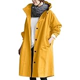 HANXIULIN Leichte Winterjacken für Damen lange Ärmel mit Kapuze wasserdichte Kleidung winddichte Jacken einfarbige Taschen mit Reiß