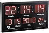 Lunartec Funkuhr: LED-Funk-Tisch- und Wanduhr mit Datum und Temperatur, 412 rote LEDs (Digital Wanduhr, Digitale Funkuhr, Beleuchtete)