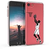 kwmobile Case kompatibel mit Apple iPhone SE (2022) / iPhone SE (2020) / iPhone 8 / iPhone 7 - Hülle Silikon transparent Sport Basketball Schwarz Weiß Transp
