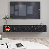 moebel17 TV Lowboard Acworth Sideboard Board stehend, Schwarz mit Marmor Optik, Holz, mit Tür viel Stauraum, für Wohnzimmer, Designerstück,160 x 29,6 x 30 cm, 9611