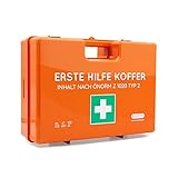 Erste Hilfe Kasten ÖNORM Z1020 Typ 2 | Notfallkoffer/Erste Hilfe Kasten gefüllt | Verbandskasten für Betriebe, Büro, Einrichtungen & Zuhause | inkl. Wandhalterung