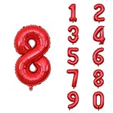 Luftballons Geburtstag Zahlen 8, Rot, 32 Zoll (82cm) Helium Ballons, Folienballon Geburtstagsdeko Geburtstag zahlen luftballon, Folienballon Riesen Folienballon für Kinder, Junge, M