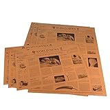 1000 Blatt Bio Einschlagpapier Hamburgerpapier Sandwichpapier Frischhaltepapier Pergamentersatz braun fettdicht Zeitung/mit Zeitungsdruck braun 37,50x50cm 1/4 XL