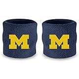 University of Michigan Handgelenk-Schweißbänder – Athletic Baumwoll-Frottee Handgelenkbänder für Schule, Basketball, Tennis, Fußball, Baseball (Paar)