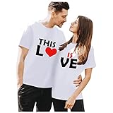 Couple Geschenke Für Ihn Oder Sie,Partner T Shirt Paar,Elegantes Valentinstag Herz Muster Top Sweatshirt Männer Und F