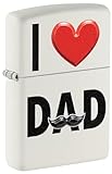 Zippo Windproof Feuerzeug - I Love Dad Design Weiß Matt - Nachfüllbar für lebenslange Verwendung - Geschenkbox - Metallkonstruktion - Made in US