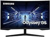 Samsung Odyssey G5 Curved Gaming Monitor C32G54TQBU, 32 Zoll, VA-Panel, WQHD-Auflösung, AMD FreeSync Premium, 1 ms Reaktionszeit, Bildwiederholrate 144 Hz, Schw