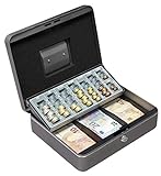 ARREGUI Cashier C9246-EUR Geldkassette mit Eurozähleinsatz und Scheineinsatz,Geldbox aus Stahl, 30cm breit, Geldkassette mit Münzzählbrett und Scheinfächern,Kasse mit Zählbrett für Münzen, Graphitg