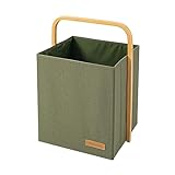 Elf's Cube Grüner Wäschekorb, offener Aufbewahrungskorb mit Holzgriff, tragbarer Wäschekorb für Schlafzimmer, Badezimmer, Waschkü