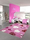 Teppich-Traum Kinderteppich Herzen Kinderzimmerteppich Mädchen in rosa Creme rot Größe 80x150