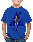 A.N.T. Breath Link Blue T-Shirt für Kinder Hyrule Gamer, Farbe:Blau, Größe:140