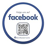 Social Media Aufkleber mit QR Code Link für Firmen Unternehmen Marken Sticker personalisiert für Auto Bus Schaufenster Theke Marketing Werbung (02 Facebook, Rund)