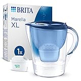 BRITA Wasserfilter-Kanne Marella XL blau (3,5l) inkl. 1x MAXTRA PRO All-in-1 Kartusche – Filter zur Reduzierung von Kalk, Chlor, Blei, Kupfer & geschmacksstörenden Stoffen im W