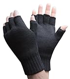 HEAT HOLDERS - Herren Thermisch Winter Outdoor Fleece Fingerlose Handschuhe in 2 Farben (Mens fingerless) (Schwarz 2)