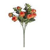 ZHIYU 1 Bündel künstliche Rosen aus Kunststoff, Seidenblume, geeignet für die Pflanzendekoration des Familienhotels, Hochzeit, Weihnachten, Bürotisch Wohnung (Orange, One Size)