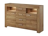 Kommode Sideboard Sky mit LED Beleuchtung (Riviera Eiche)