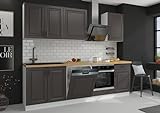 Landhaus Küche Stilo Grau 250 cm Küchenzeile Küchenblock Einbauküche erweiterb