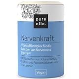 Pure Ella NERVENKRAFT - Baldrian Passionsblume Johanniskraut Kapseln - Vitamin B1 und Niacin für Nerven & Psyche - Laborgeprüft in Deutschland – Hochdosiert, 60 Vegane Kap