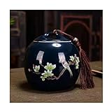 LXURY Teedose Im chinesischen Stil Bedruckte Keramik-Teedose aus Porzellan, Vorratsdose für Kaffee, versiegelter Tank, Süßigkeitendosen, Küchengewürze, versiegelter Top