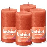 Bolsius - Rustikales Licht - Orange - 13cm - 4 Stück - O