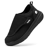 FitVille Diabetiker Schuhe Herren Extra Weit Gesundheitsschuhe Herren mit Klettverschluss Einstellbar Walking Schuhe für Geschwollene Füße Schwarz 43 EU X-W