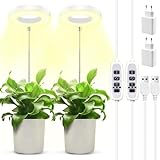 GUHAOOL Pflanzenlampe LED, 2 Stück Pflanzenlampe Led Vollspektrum,Höhenverstellbares 48 LEDs Pflanzenlicht mit Zeitschaltuhr 3/9/12 Std mit USB Adapter,3 Lichter Modi & 9 Helligkeit für Zimmerp
