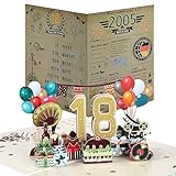 Joyoldelf 18. Geburtstagskarte, 2005 Jahrgang Geschenk, Pop Up Grußkarten, 3D Pop Up Karte Geburtstag Grußkarte, Geburtstagskarten mit Umschlag, Geburtstagsgeschenk für Männer und Frauen zum Jub