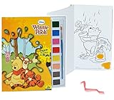 Malbuch/Malblock mit 8 Wasserfarben + Pinsel - Disney Winnie The Pooh Bär - Malvorlagen Puuh Tigger - Aufkleber für Jungen Mädchen Malbücher Farben Vorlag