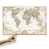 ORBIT Globes & Maps - Weltkarte mit Kartenbild von National Geographic - Landkarte classic, Aktuell 2020, 116x75 cm, englisch, Retro bzw. Vintage-Look