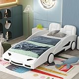 Sweiko Kinderbett Auto Rennwagen mit Lattenrost Bett Truhe mit Aufbewahrung unter dem Bett, Bettgestell, Schlafzimmer (ohne Matratze) (Schwarz, 90 x 200 cm)