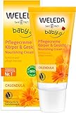 WELEDA Bio Baby Calendula Pflegecreme Körper & Gesicht 30ml - Naturkosmetik Gesichtscreme / Hautcreme mit Sesamöl & Lanolin zur Pflege trockener Haut. Babypflege Feuchtigkeitscreme für Babys &