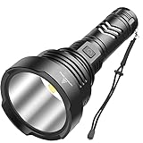 WholeFire LED Taschenlampe Extrem Hell 100000 Lumens, XHP90 USB Aufladbar Taschenlampen, 5 Modi Taktisch Polizei Militär IP65 Wasserdicht Taschenlampe Draussen Suchscheinwerfer Set mit Akk