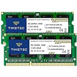 Timetec 16 GB KIT (2 x 8 GB) DDR3L/DDR3 1600 MHz PC3L-12800 / PC3-12800 Nicht-ECC ungepuffert 1,35 V/1,5 V CL11 2Rx8 Dual Rank 204 Pin SODIMM Laptop Notebook PC Computer Speicher RAM Modul Upg