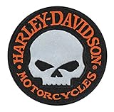 Harley-Davidson 4 Zoll Willie G Skull Reflective Emblem gesticktes Patch Aufnäher Bügelbild Sammlerstück - M