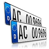 schildEVO 2 Kfz Kennzeichen | 520 x 110 mm | DIN-Zertifiziert – EU Wunschkennzeichen mit individueller Prägung | PKW Nummernschilder | Standard Autokennzeichen | Auto-Schilder | DHL-V