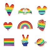 9 Stück Regenbogen broschen LGBT Abzeichen Brosche Pins Pride Abzeichen Regenbogen Flagge Pin Gay Pride Pins Kit für Pullover Schals Bandanas Rucksack Dek