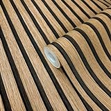 WALLCOVER Tapete Holzoptik Braun Vliestapete Akustikpaneele Holzwand 3D Effekt Skandi Holzpaneele Natur Optik Modern Holzwand 10,05 m x 0,53 m Made in Germany