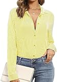 BBIBBI Damen Super Soft Striped Button Down Shirts Langarm Casual Blusen, gelb, XX-Larg