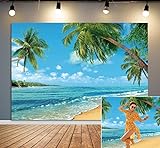 BINQOO 2,1 x 1,5 m Tropischer Strand-Hintergrund für Sommer, Meer, Strand, Foto-Requisiten für Studio, Hochzeit, Party-Fotog