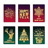 Limtula 24 Sets Weihnachtsgrußkarten Glitzer Weihnachtspostkarten Mit Umschlägen Siegelaufkleber Frohe Weihnachten Festivalzubehör Weihnachtspostk